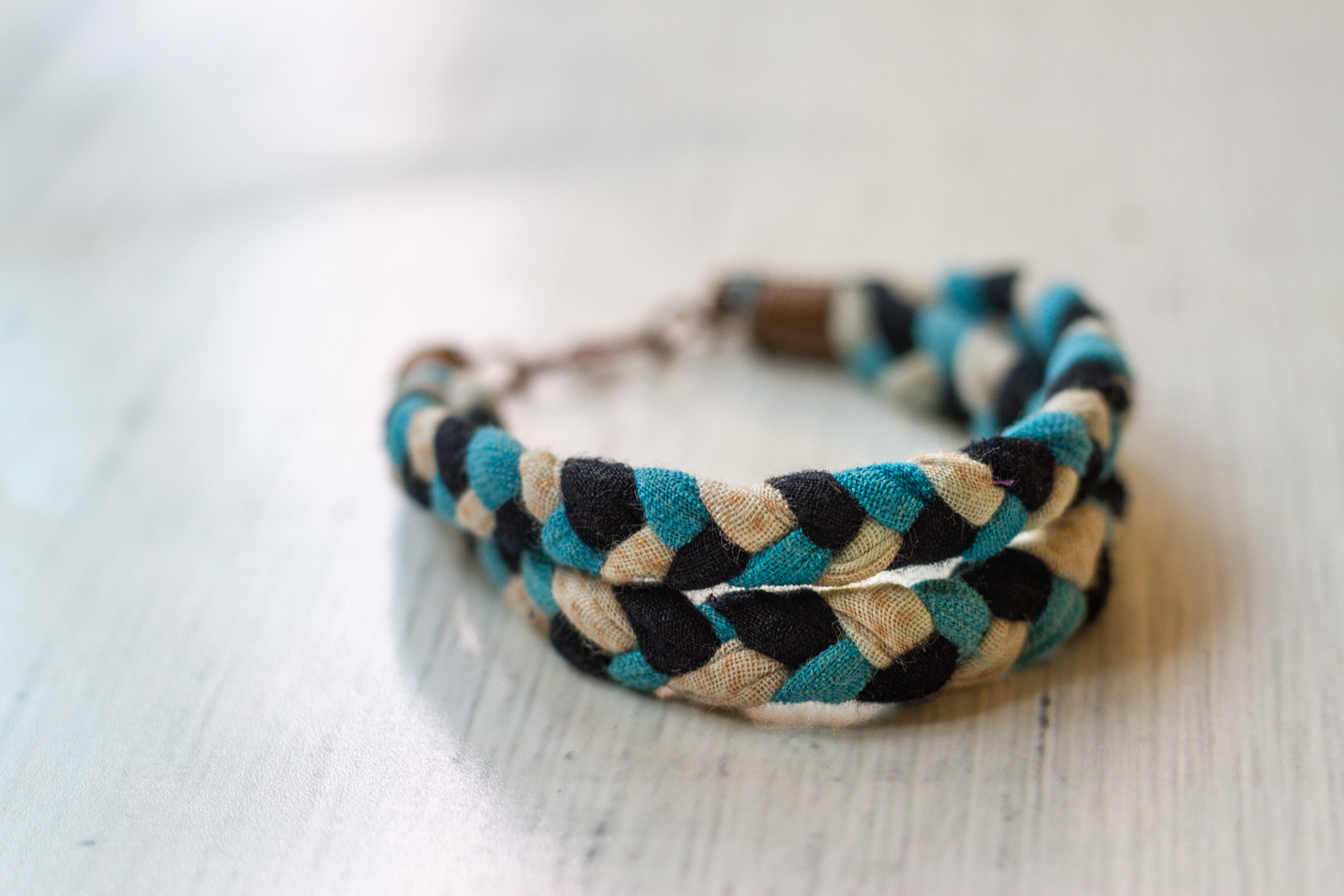 Vintage sari strips are woven together, meaning each bracelet has it’s own unique combination of colours and patterning.